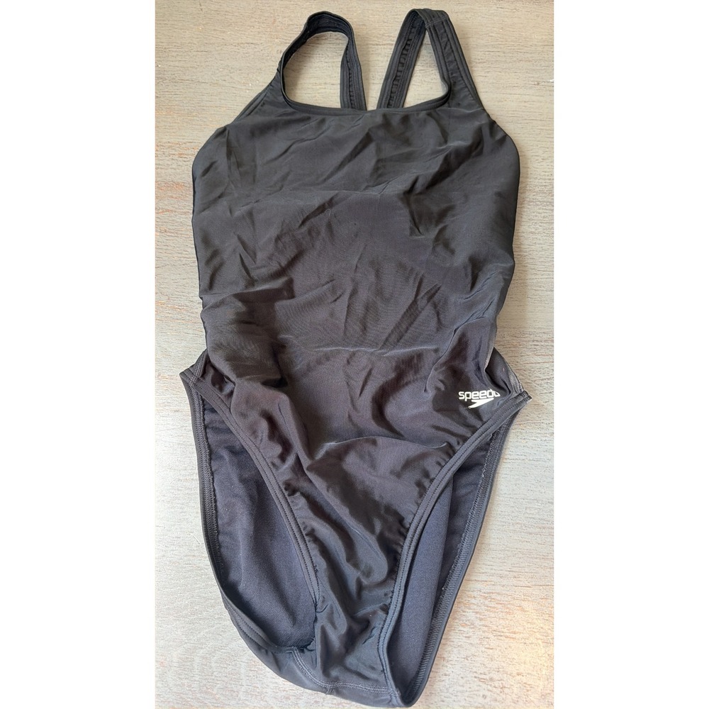 Speedo Womens Black Racerback One Piece Swimsuit Performance Swimwear Size 10/36
